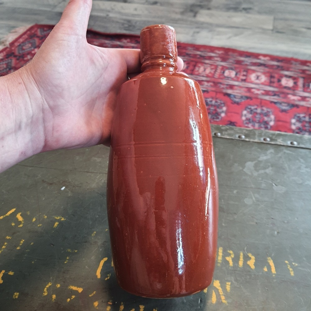 Vintage Lancers Ceramic Vase Red Brown Wine Bottle Art Pottery Portugal 1970s
